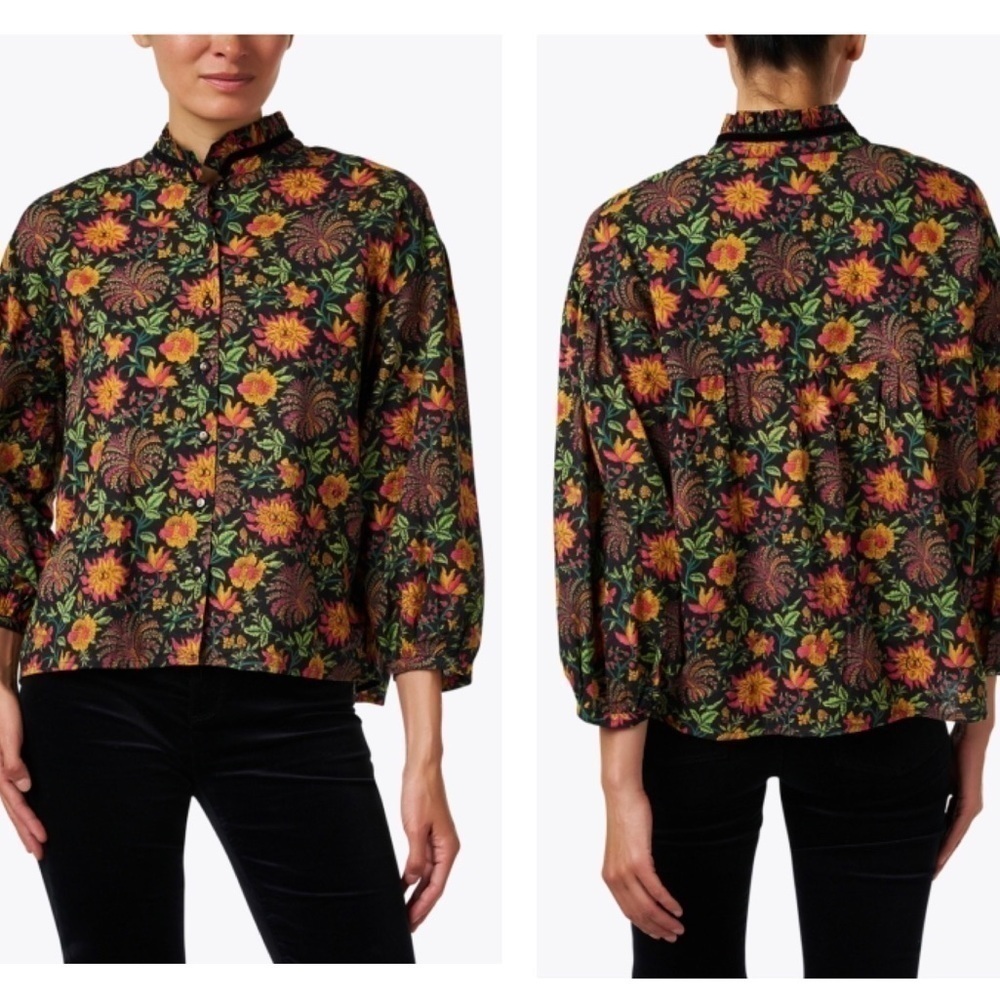 Ro’s Garden Jeremy Multi Floral Print Blouse Shirt SzXL